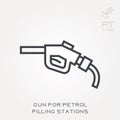 Flat vector icons with gun for petrol filling stations