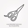 Flat vector icons with hairdressing scissors