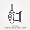 Flat vector icons with hand with screwdriver