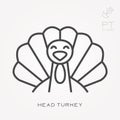 Flat vector icons with head turkey Royalty Free Stock Photo