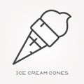 Flat vector icons with ice cream cones Royalty Free Stock Photo