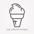 Flat vector icons with ice cream cones Royalty Free Stock Photo