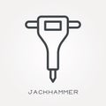 Flat vector icons with jackhammer