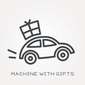 Flat vector icons with machine with gifts Royalty Free Stock Photo
