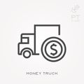 Flat vector icons with money truck