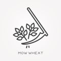 Flat vector icons with mow wheat