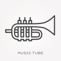 Flat vector icons with music tube