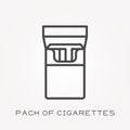 Flat vector icons with pack of cigarettes Royalty Free Stock Photo