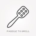 Flat vector icons with paddle to grill