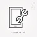 Flat vector icons with phone setup