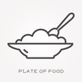 Flat vector icons with plate of food