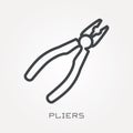 Flat vector icons with pliers