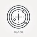 Flat vector icons with radar