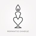 Flat vector icons with romantic candle