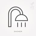 Flat vector icons with shower