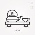 Flat vector icons with tea set Royalty Free Stock Photo
