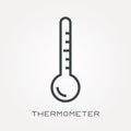 Flat vector icons with thermometer