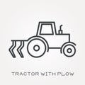 Flat vector icons with tractor with plow Royalty Free Stock Photo