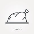 Flat vector icons with turkey Royalty Free Stock Photo