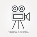 Flat vector icons with video camera