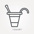 Flat vector icons with yogurt