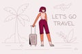 Lets go travel again flat banner landing concept Royalty Free Stock Photo