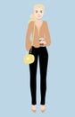 Flat vector illustration of a beautiful young woman with blondy hair. Young woman dressed in business style