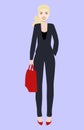 Flat vector illustration of a beautiful young woman with blondy hair. Young woman dressed in business style
