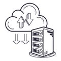 Flat Vector Illustration of a Blue Cloud Data Server Icon Royalty Free Stock Photo