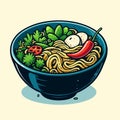 flat vector illustration of a bowl of noodles Royalty Free Stock Photo