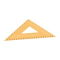Flat vector illustration of a brown wooden triangular ruler, a flat vector illustration