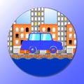 Flat vector illustration of car in New york city Royalty Free Stock Photo