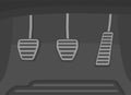 Flat vector illustration of car pedals. Gas, clutch and brake.