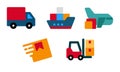 Flat vector illustration of cargo and shipping. Royalty Free Stock Photo