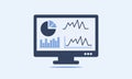 Data Statistics Dashboard Vector Icon on Computer Monitor Screen - Business Analytics Concept Royalty Free Stock Photo
