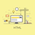 Flat mobile UI UX design web infographic concept illustration. Html coding for design interface. User interface
