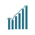 Statistics Graph Chart icon. Screen with statistics, trading information, analytics. Isolated gradient blue icon on