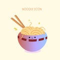 Cute noodle icon or logo vector illustration