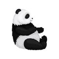 Flat vector illustration of cute sitting panda, side view. Bamboo bear with fluffy black and white fur. Exotic animal
