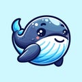 flat vector illustration of a cute whale in cartoon style Royalty Free Stock Photo