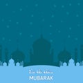 Flat Vector Illustration of Eid ka Chand Mubarak with mosque silhouette