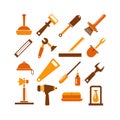 Vector Illustration of Home Improvement Tools in Brown and Orange Royalty Free Stock Photo
