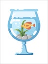 Flat vector illustration of glass aquarium with tropical fish. Fish tank flat icon. Thorichthys fish in aquarium with Royalty Free Stock Photo