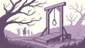 Grim Gallows in Desolate Landscape with Distant Figures, vector design Generative AI Royalty Free Stock Photo