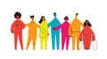 Flat illustration of a group containing inclusive and diversified people all together without any difference.