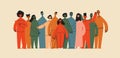 Flat illustration of a group containing inclusive and diversified people all together without any difference.