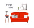 Flat vector illustration - Home interior. ÃÂ¡ozy living room with