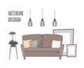 Flat vector illustration - Home interior. ÃÂ¡ozy living room with
