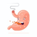 Human stomach cartoon character with heartburn