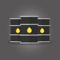 Flat vector illustration icon of crude oil barrel drum